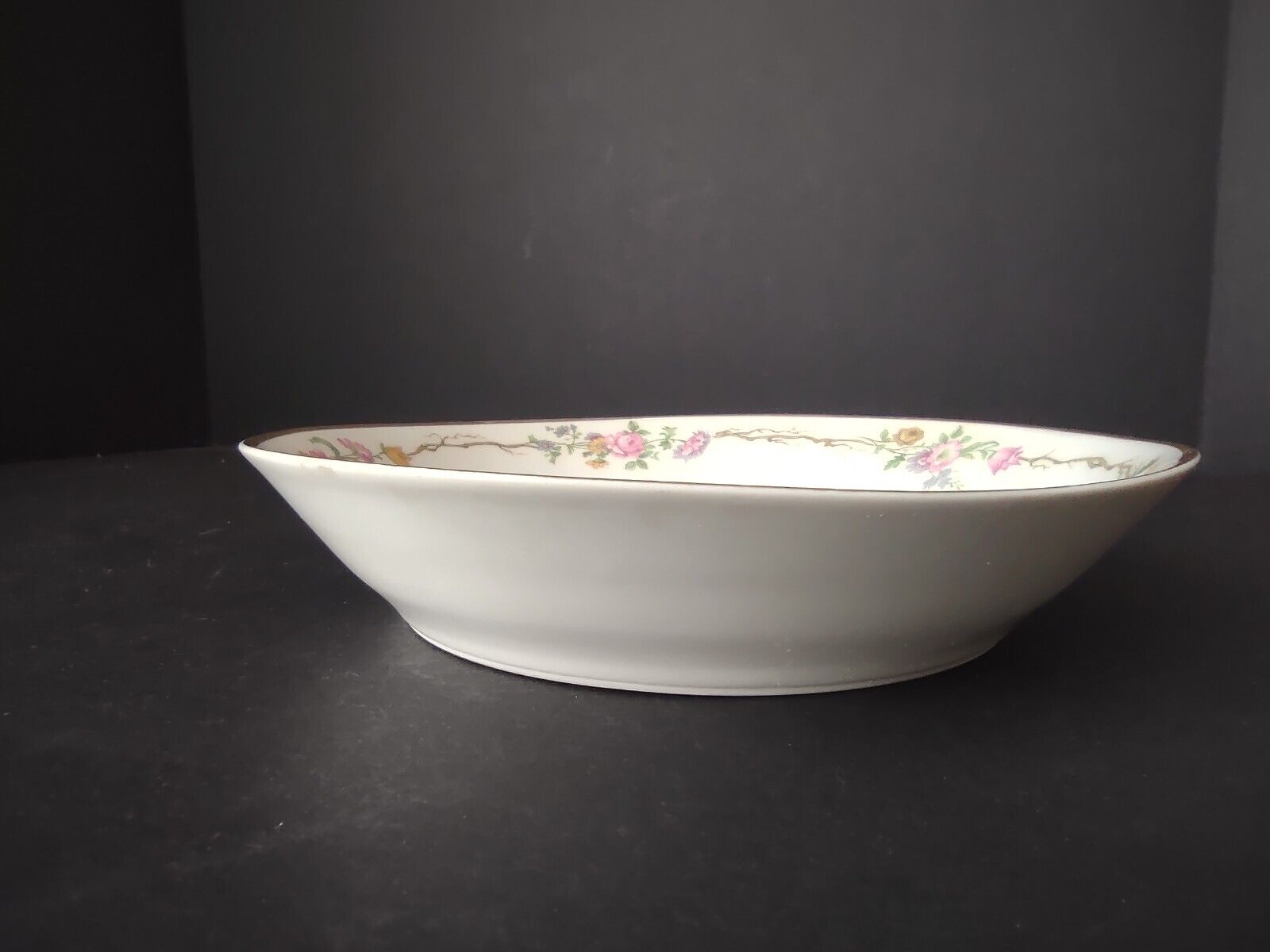 Vintage GDA Limoges Gold Coupe Soup Bowl Plate Summer Flower Garland (lot 691)