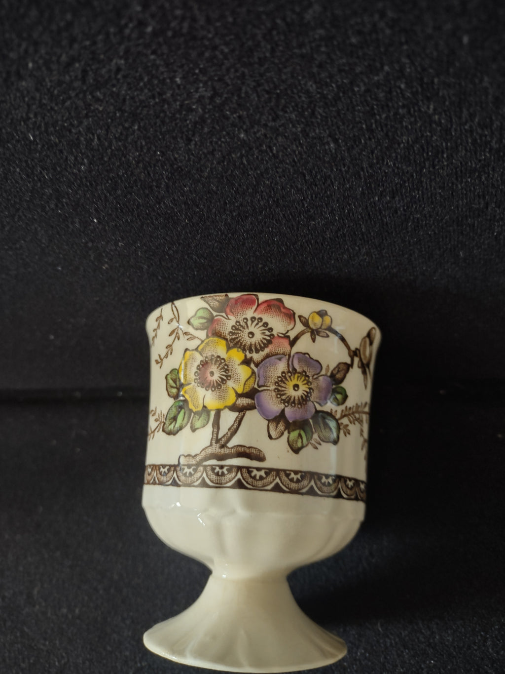 Vintage Alfred Meakin Egg Cup Ironstone Medway Brown Floral (Lot 5674)