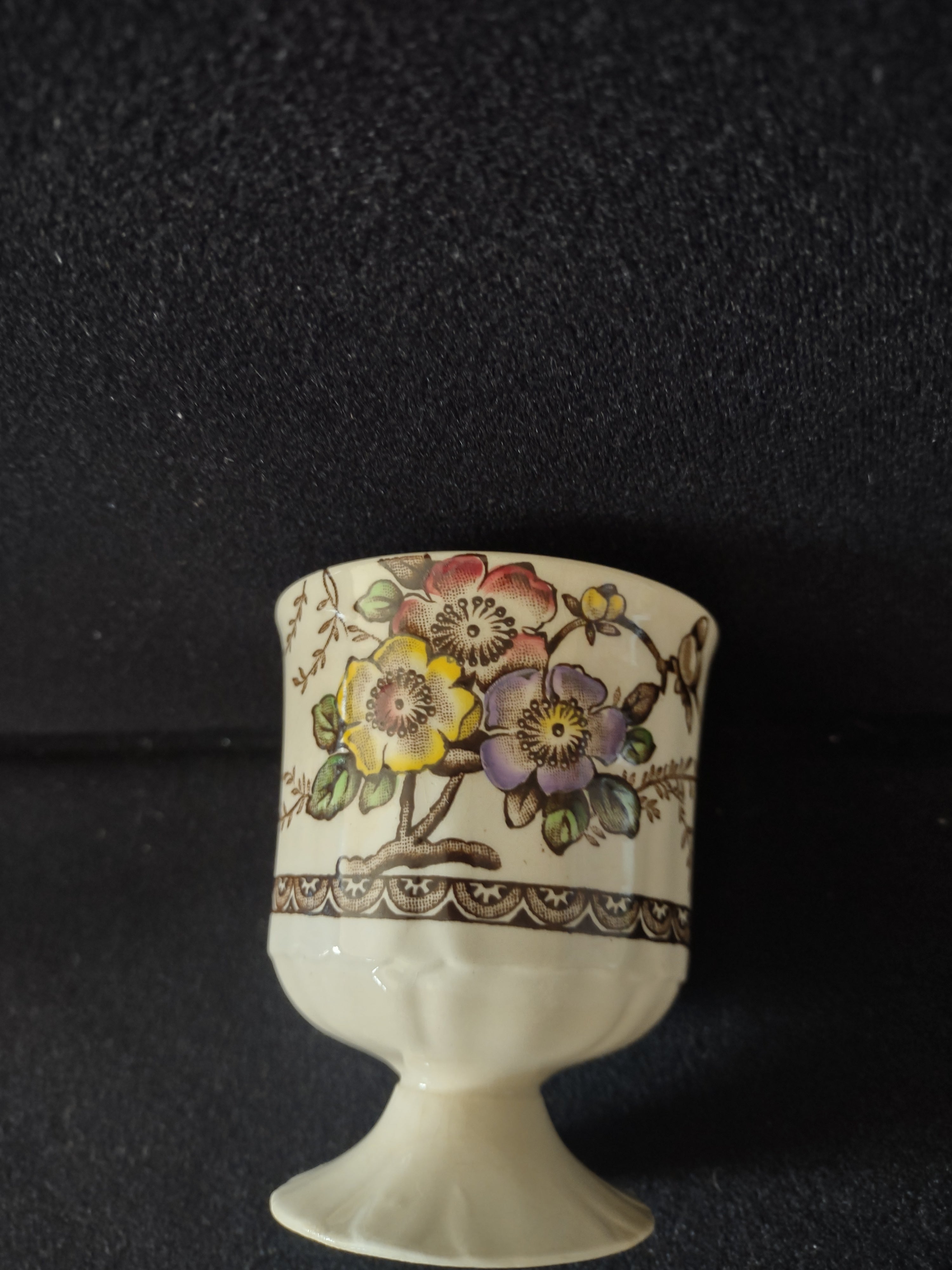Vintage Alfred Meakin Egg Cup Ironstone Medway Brown Floral (Lot 5674)