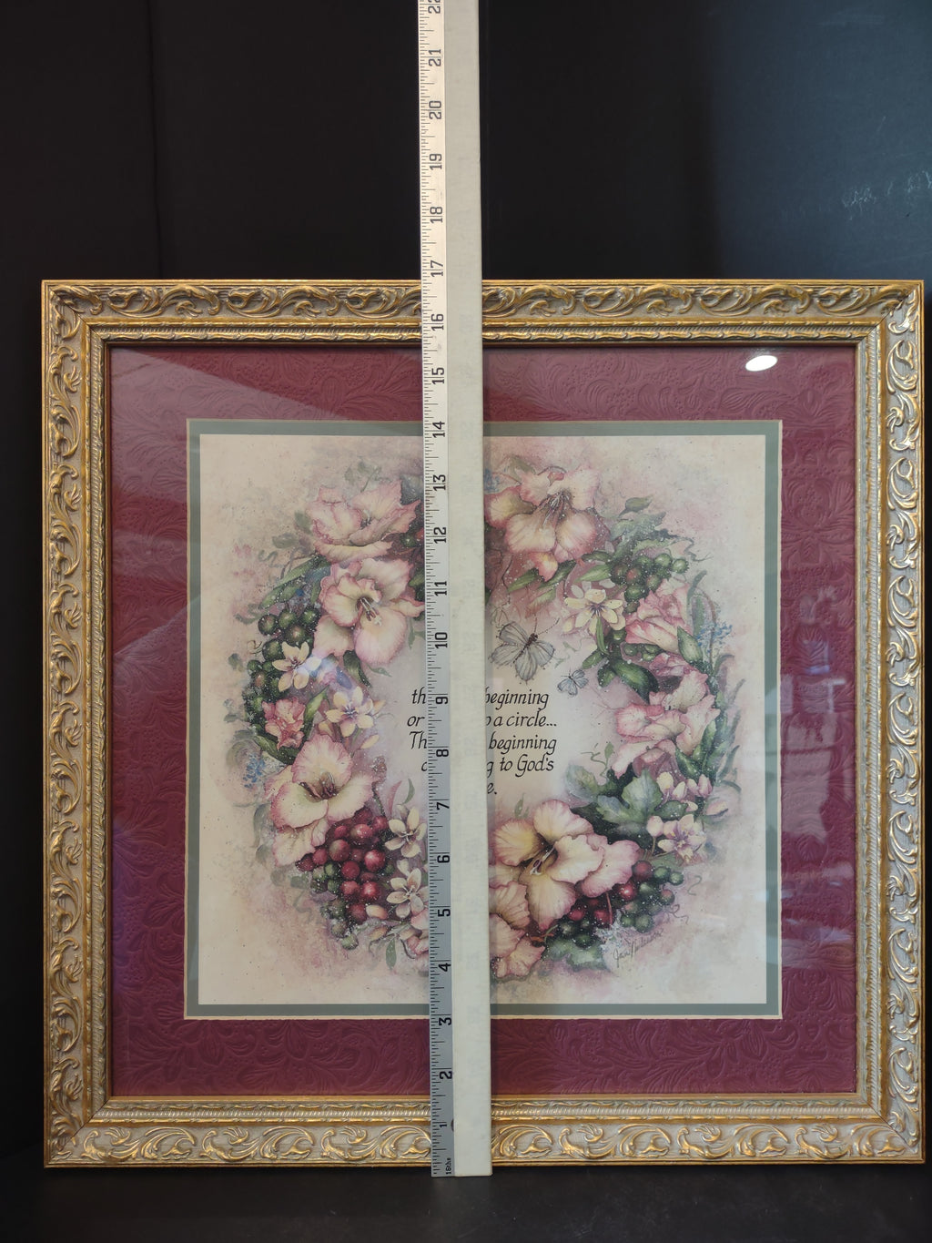 Home Interiors God's Love Victorian Floral Wreath Picture Print (lot 2625c)