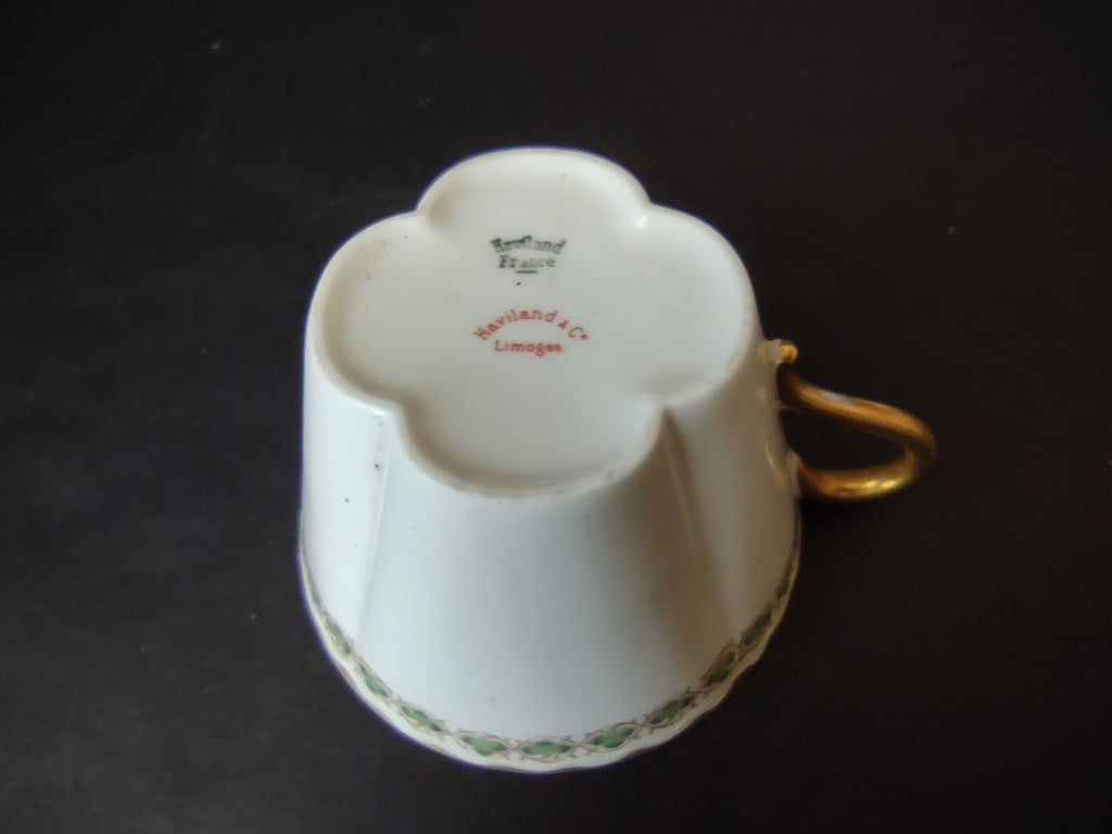 Haviland France Limoges Shamrock Cup ONLY White Green Gold (lot 1111)