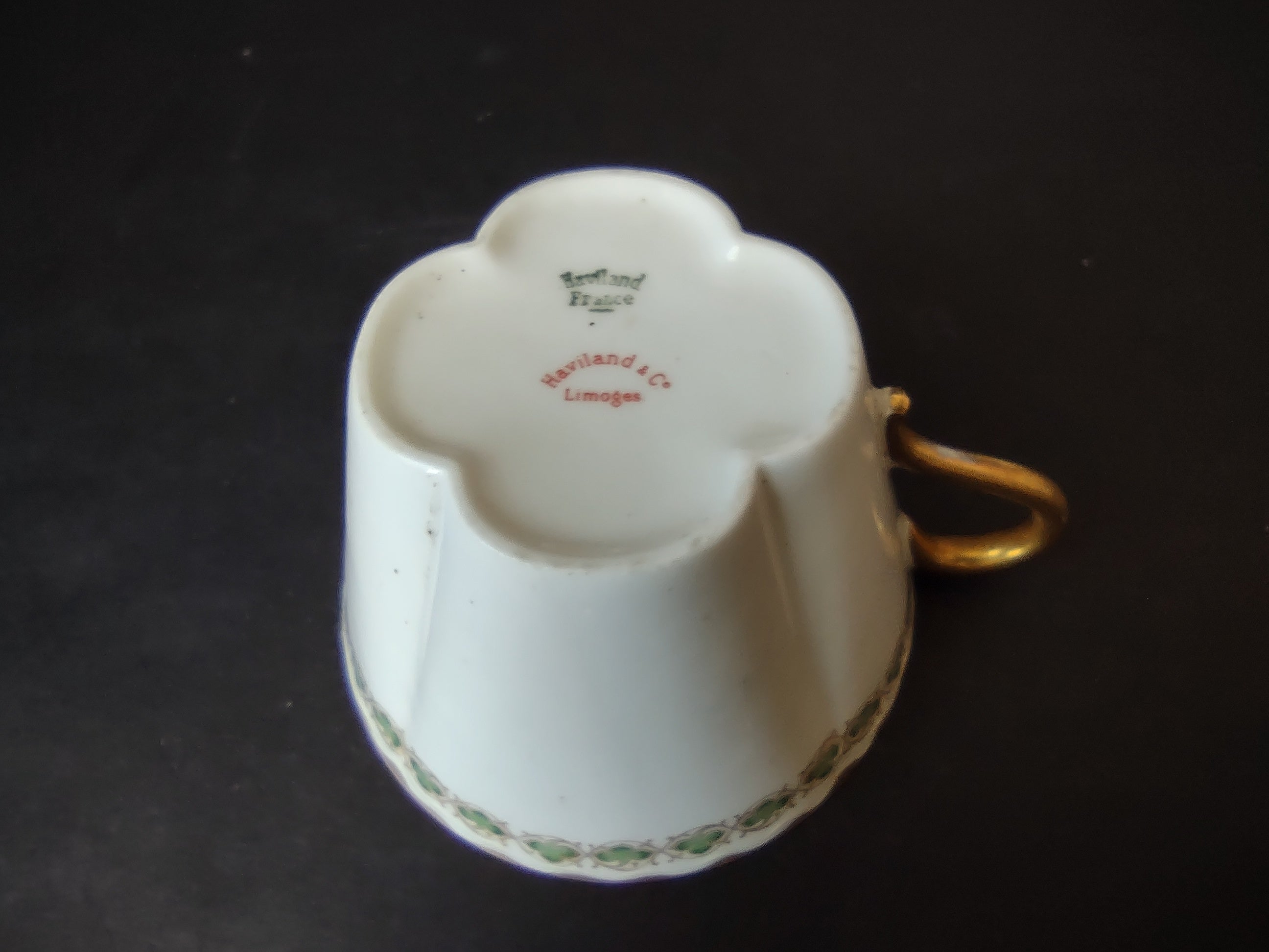 Haviland France Limoges Shamrock Cup ONLY White Green Gold (lot 1111)