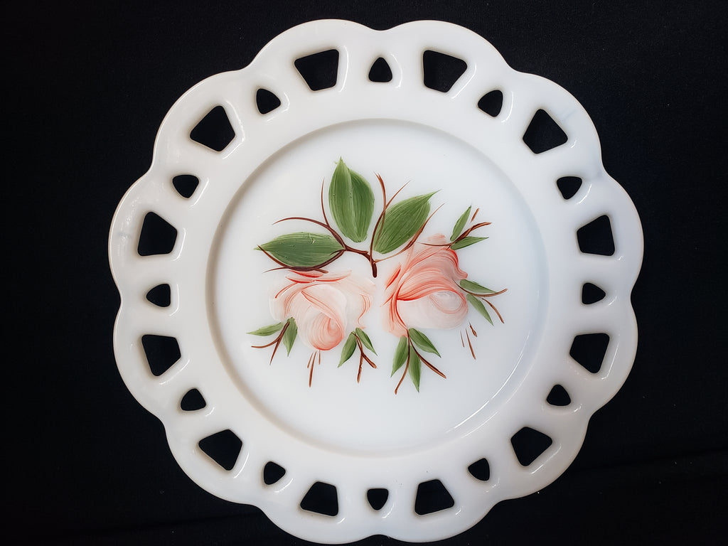 Vintage Westmoreland Roses Motif Milk Glass Wall Plate (lot 2187)