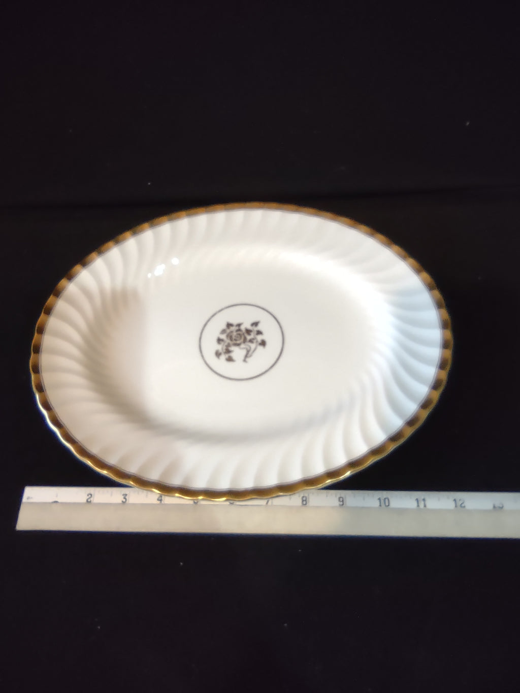 Vintage Minton Gold Rose Serving Platter Bone China Gold Trim (Lot 5427)