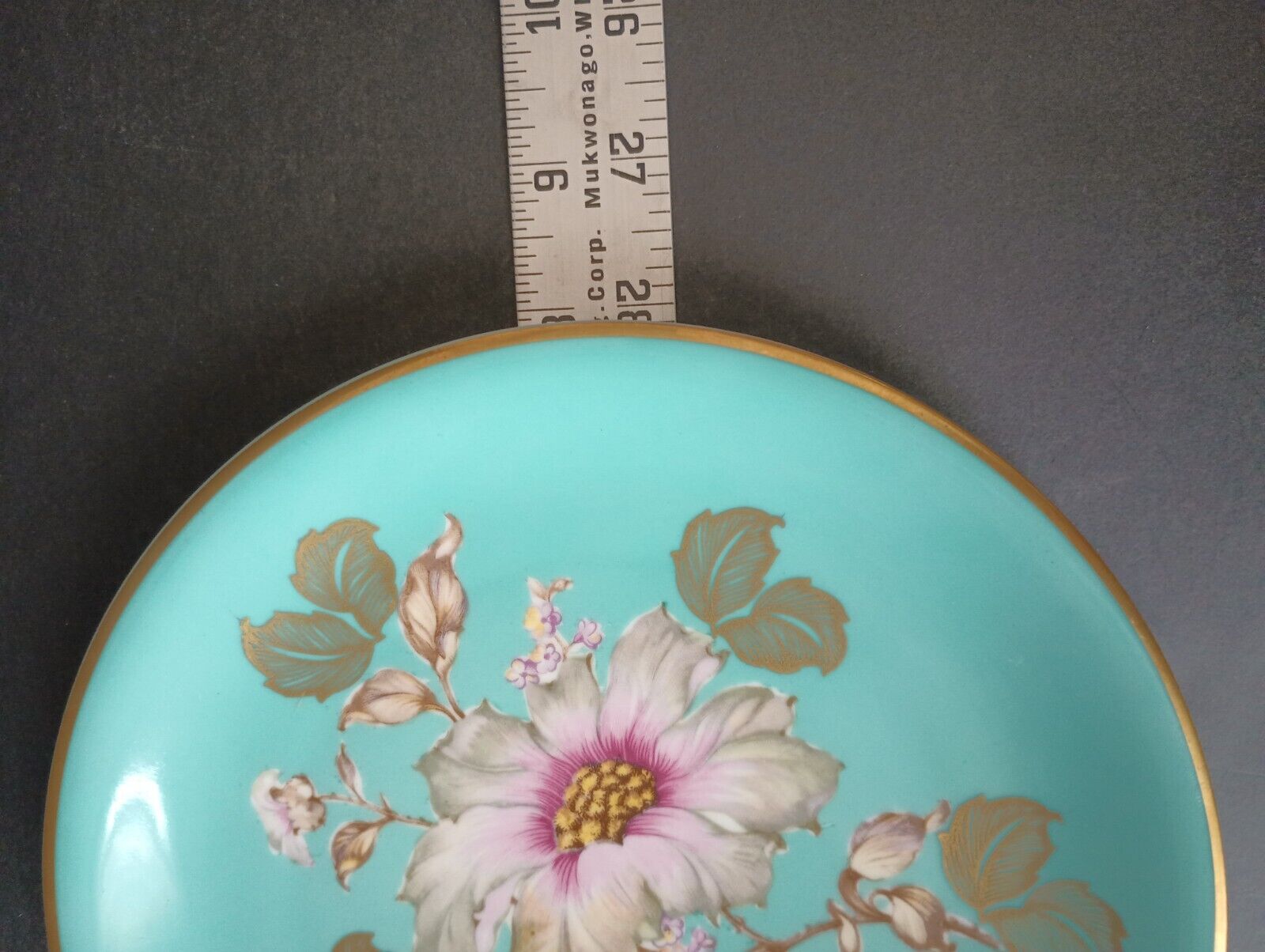 Set of 2 Dessert Plate Bavaria Pink Turquoise Flower 7-3/4" (lot 377)