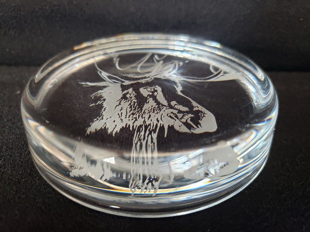 Moose Coaster Paper Weight Glass 3-3/8" (lot 2221)