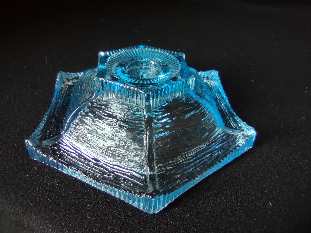Vintage LE Smith Glass Ocean Blue Beach Candlestick Holder (lot 2775c)