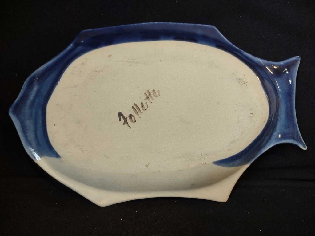 Vintage Follette Pottery Fish Platter Blue (lot 2595c)