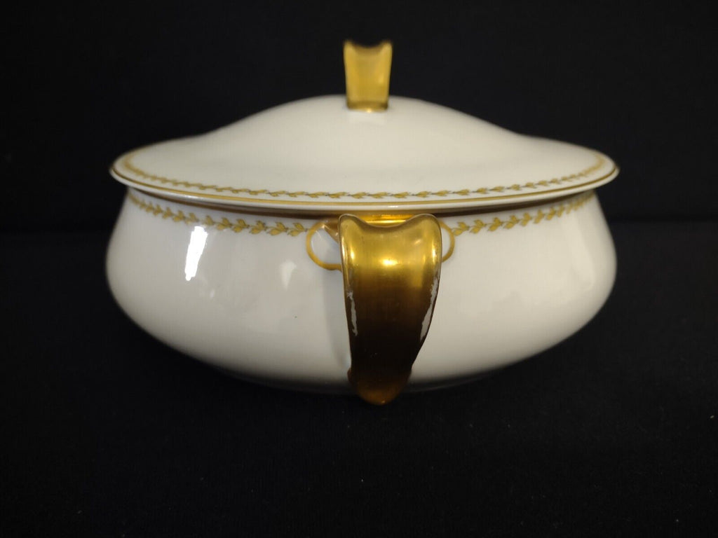 Noritake Yellow Laurel Band Round Soup Tureen S 792A Dish Gold Trim (lot 326)