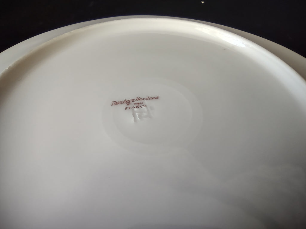 Haviland Limoges Dinner Plate Rose White Purple Flower Moss (lot 896)