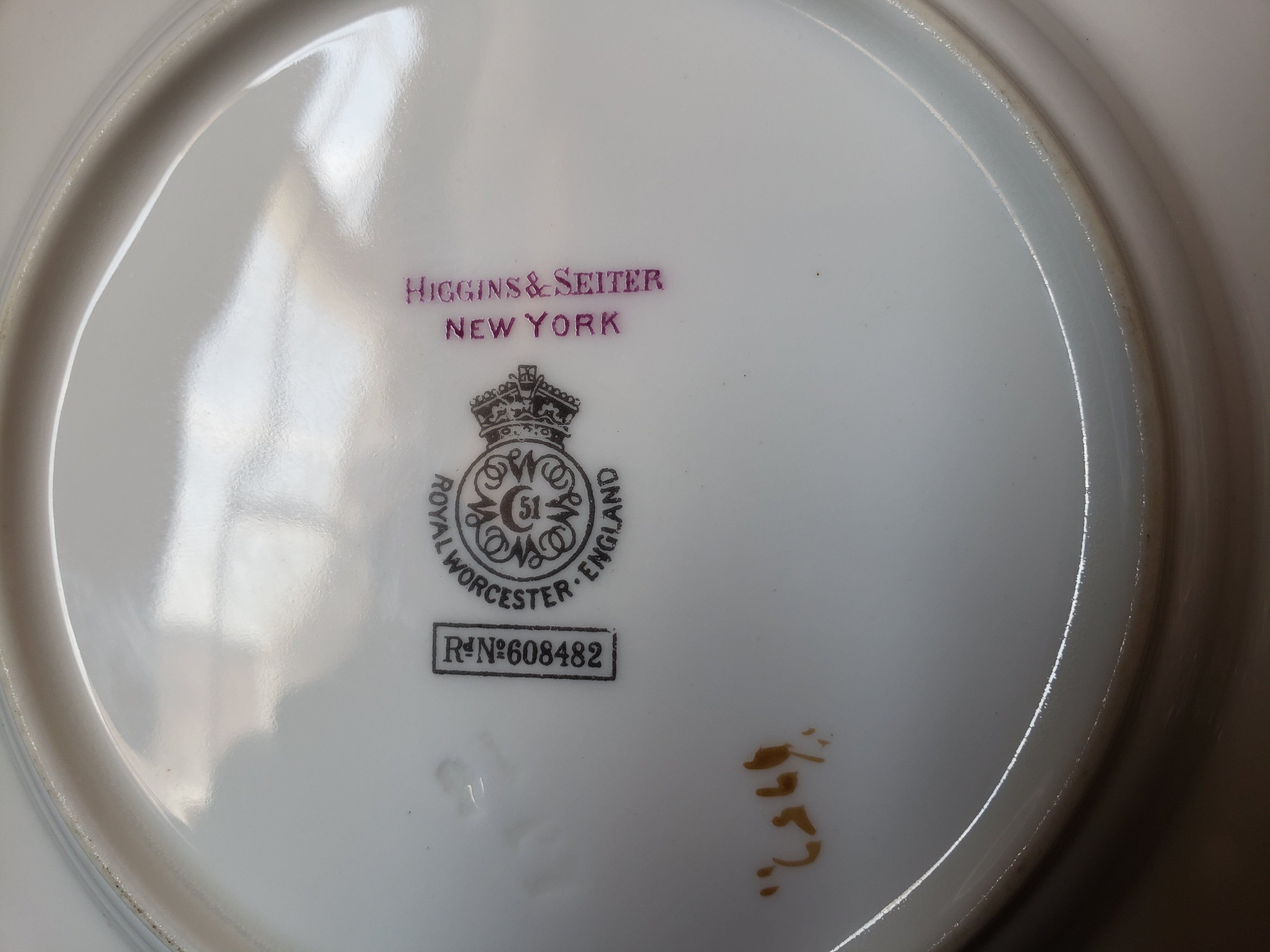 Vintage Royal Worcester Higgins & Seiter Butterfly Bread Plate 6" (lot 2116)
