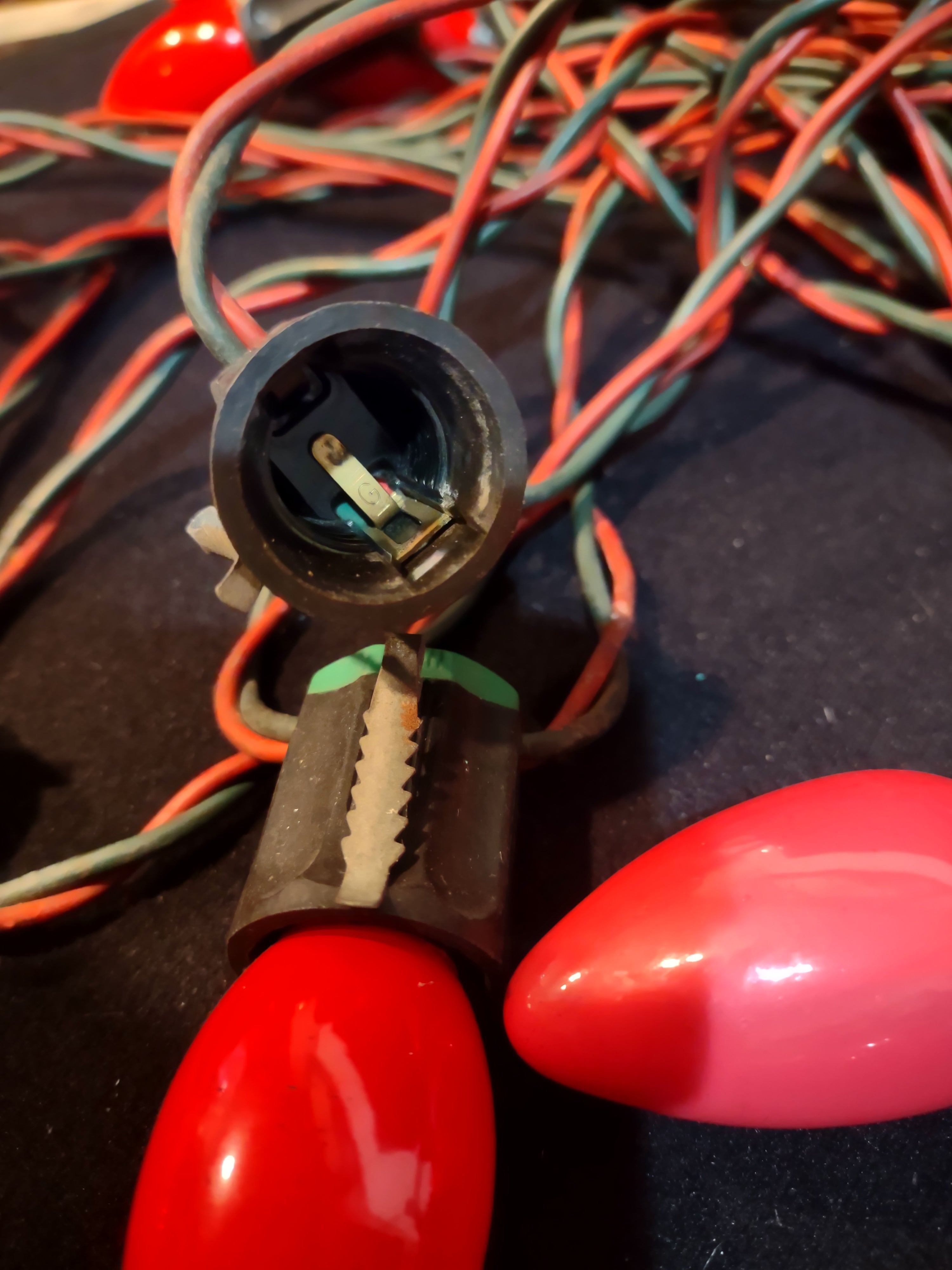 Christmas String Lights 1950's Vintage 25 Socket C9 Bulbs Works GEM (lot 3282)