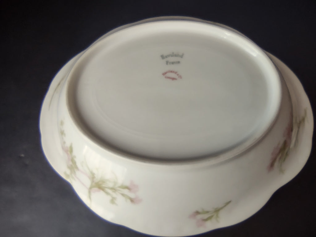 Haviland Limoges Gold Trim Handles Pink Cornflower Serving Bowl (lot 946)