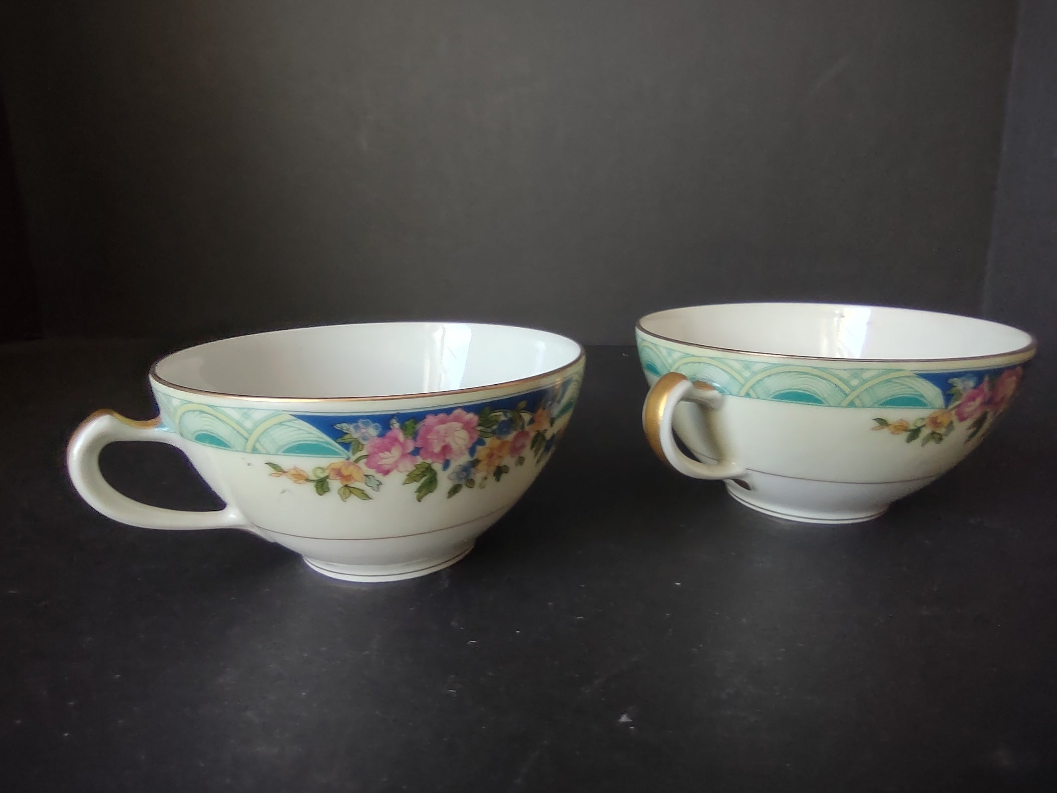 Haviland Limoges Massachusetts 2 x Tea Cup ONLY Blue Floral (lot 936)