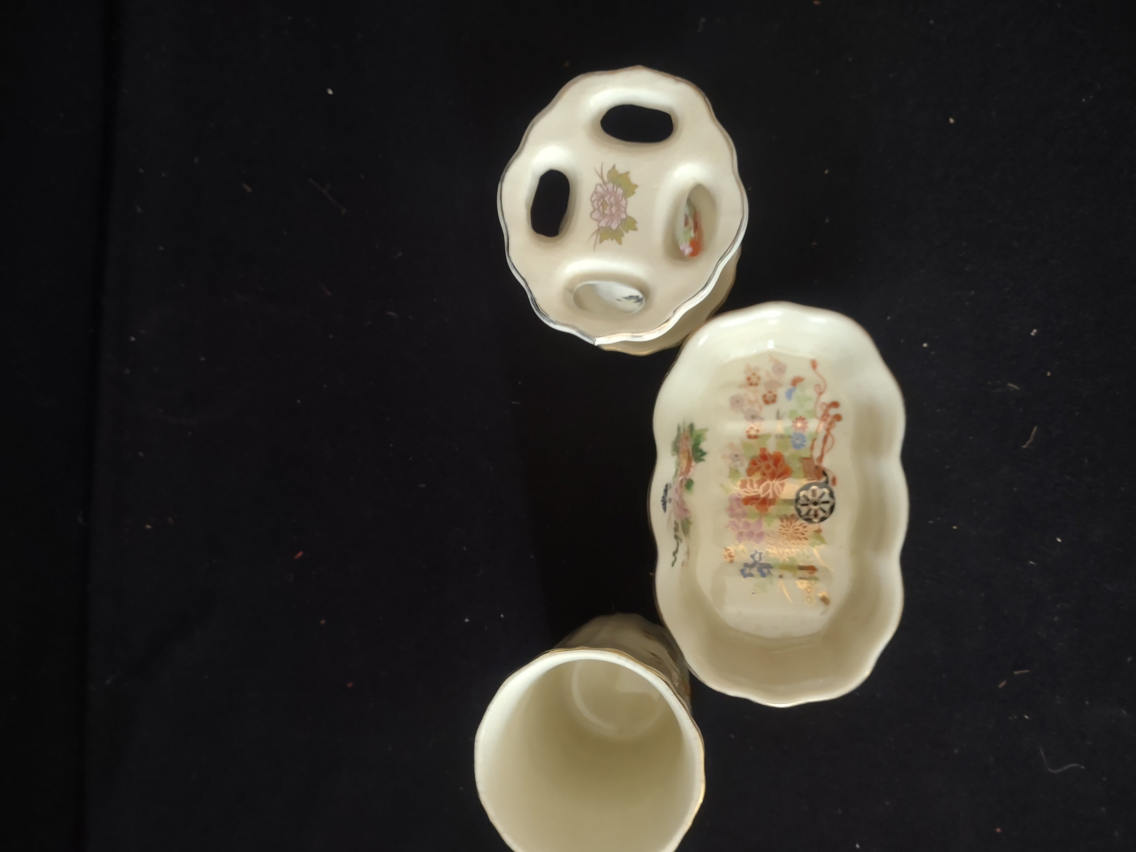 Okura Imperial Oriental Bath Set Tumbler Toothbrush Holder Soap Dish (Lot 3451t)