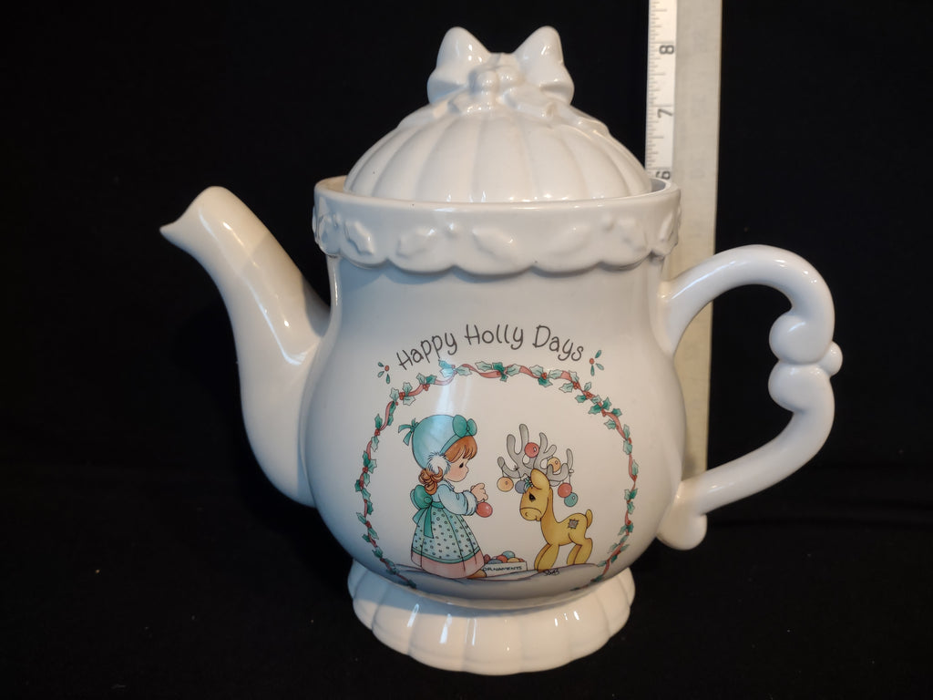 Vintage Teapot Happy Holly Days Precious Moments 1994 Enesco (lot 2593c)