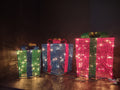 Christmas 3 Gift Box Set 100 Lights Sisal Multi-Color (lot 1391)