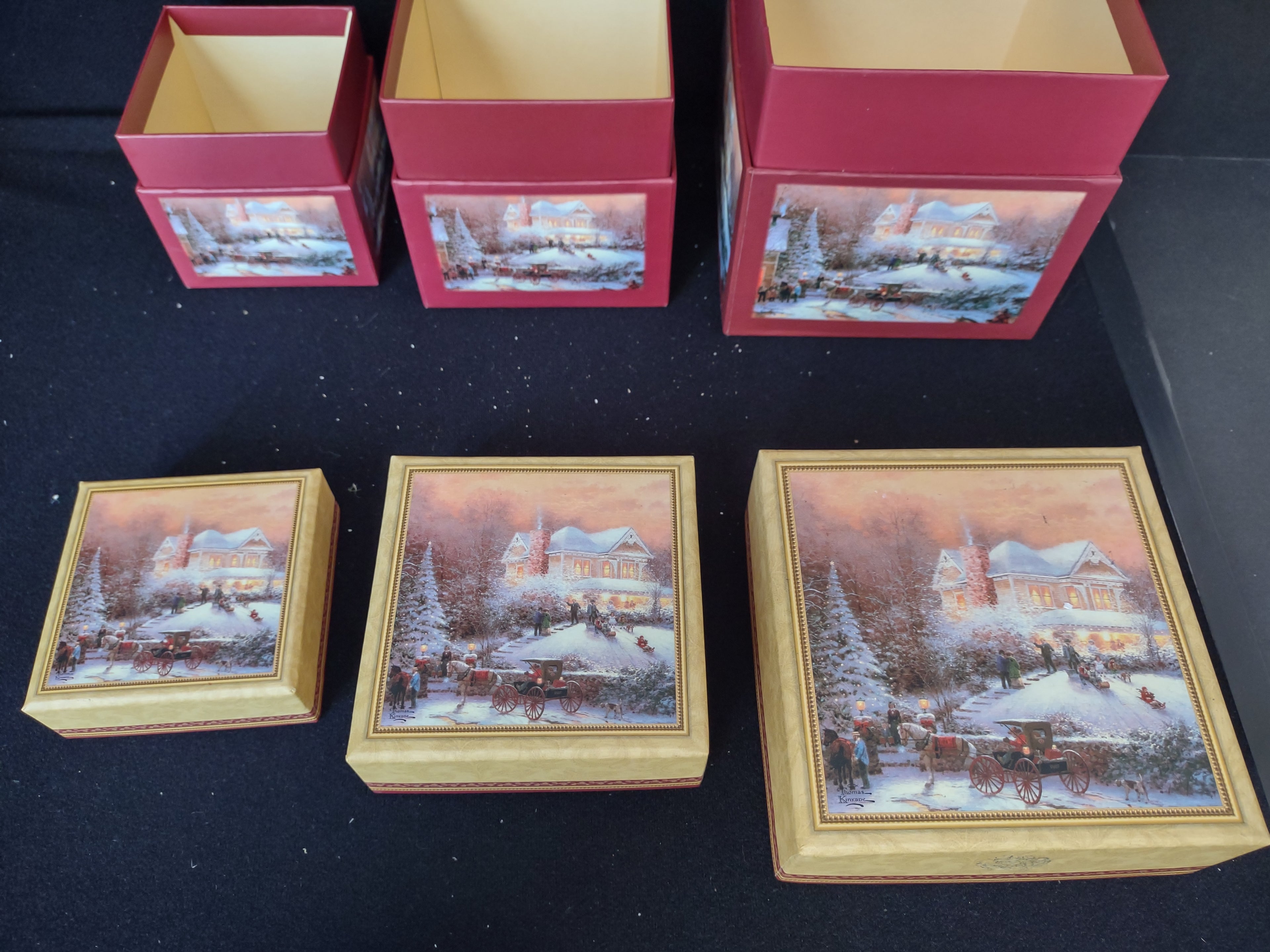 Christmas Thomas Kinkade Painter of Light Set of 3 Gift Boxes (lot 2372)