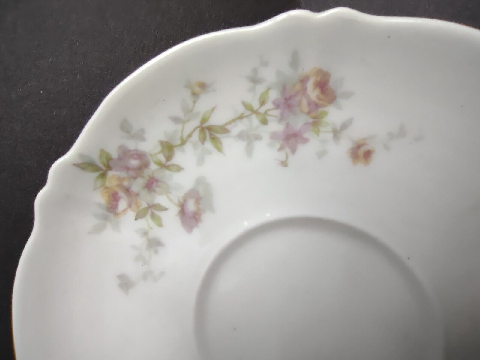 Haviland Limoges France Purple Yellow Rose Gold Trim Teacup & Saucer (lot 711)