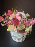 Handmade Easter Flower Bunny Basket 12" (lot 1477)