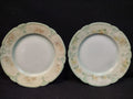 Vintage China 6 " Plate x 2 Floral Pattern Scalloped Green Rim Edge (Lot 5352)