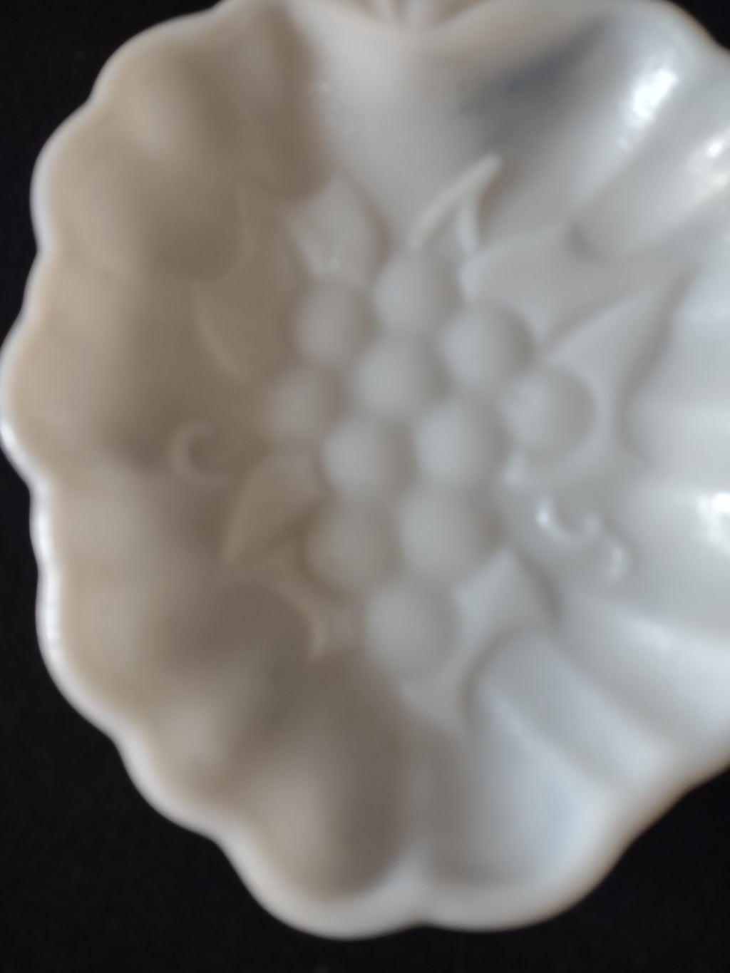 Vintage Hazel Atlas Milk Glass Grape Shaped Candy Relish Dish x 2 (Lot 5250)