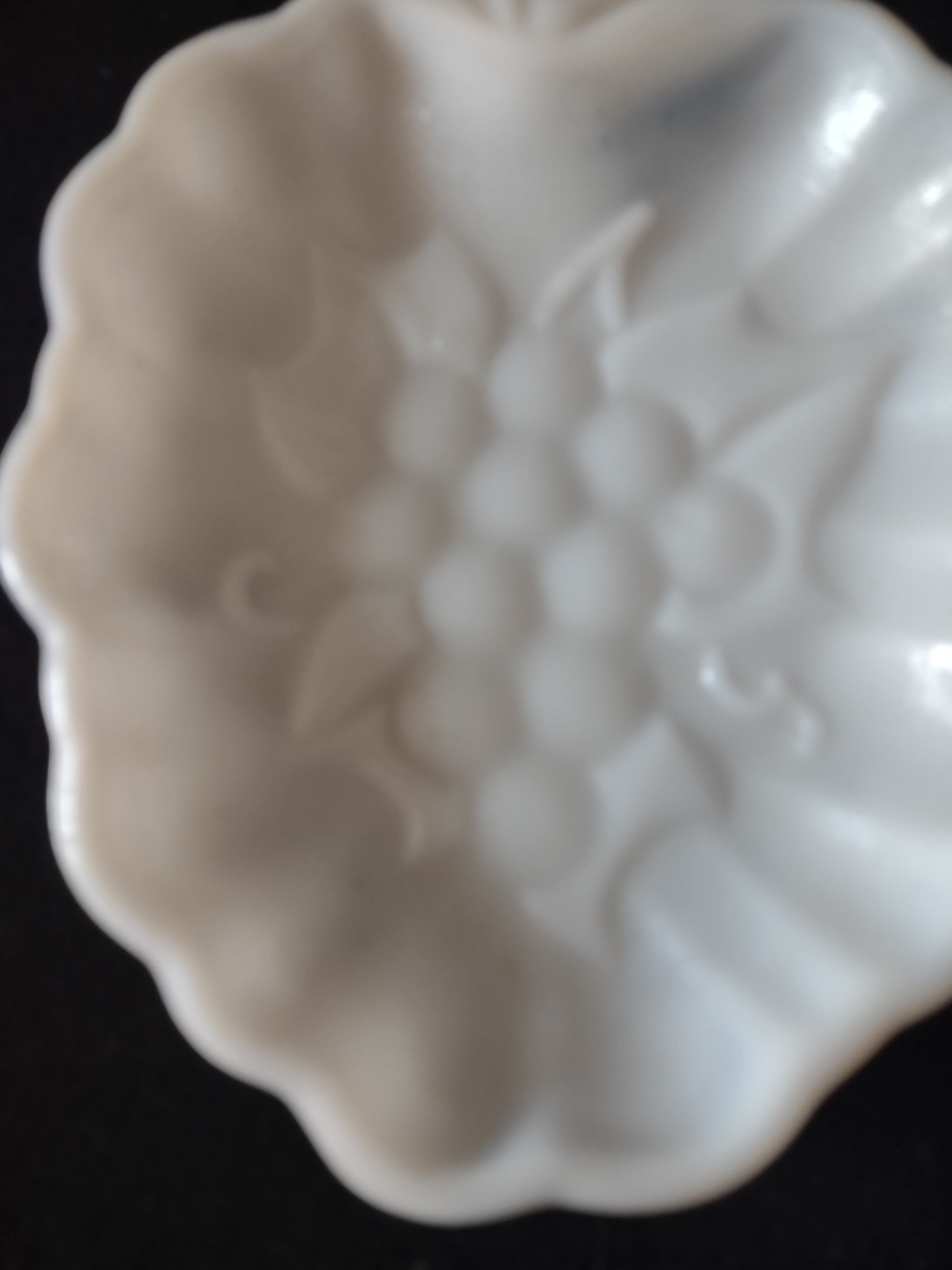 Vintage Hazel Atlas Milk Glass Grape Shaped Candy Relish Dish x 2 (Lot 5250)