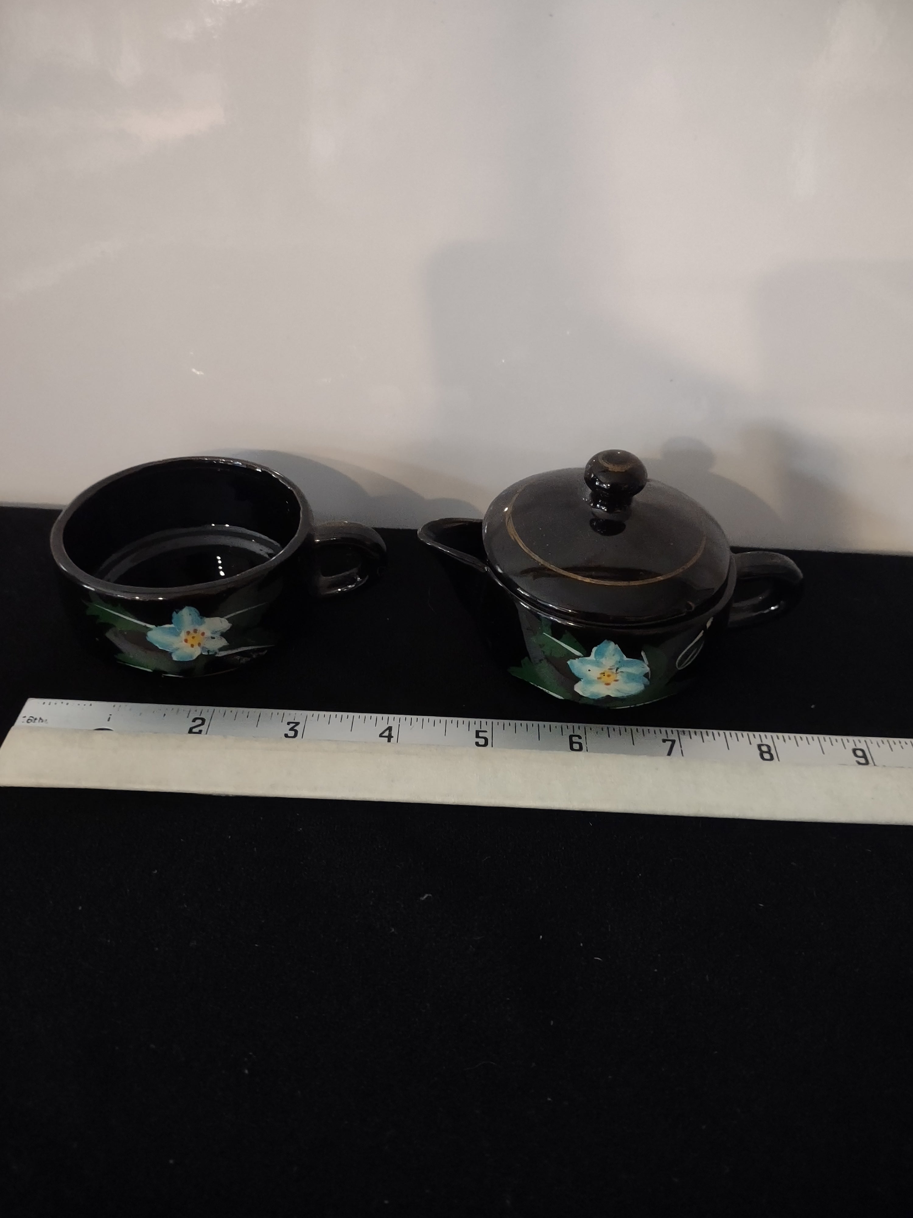 Vintage Brown Lustreware Stackable Tea Set NO Teapot (Lot 3985)