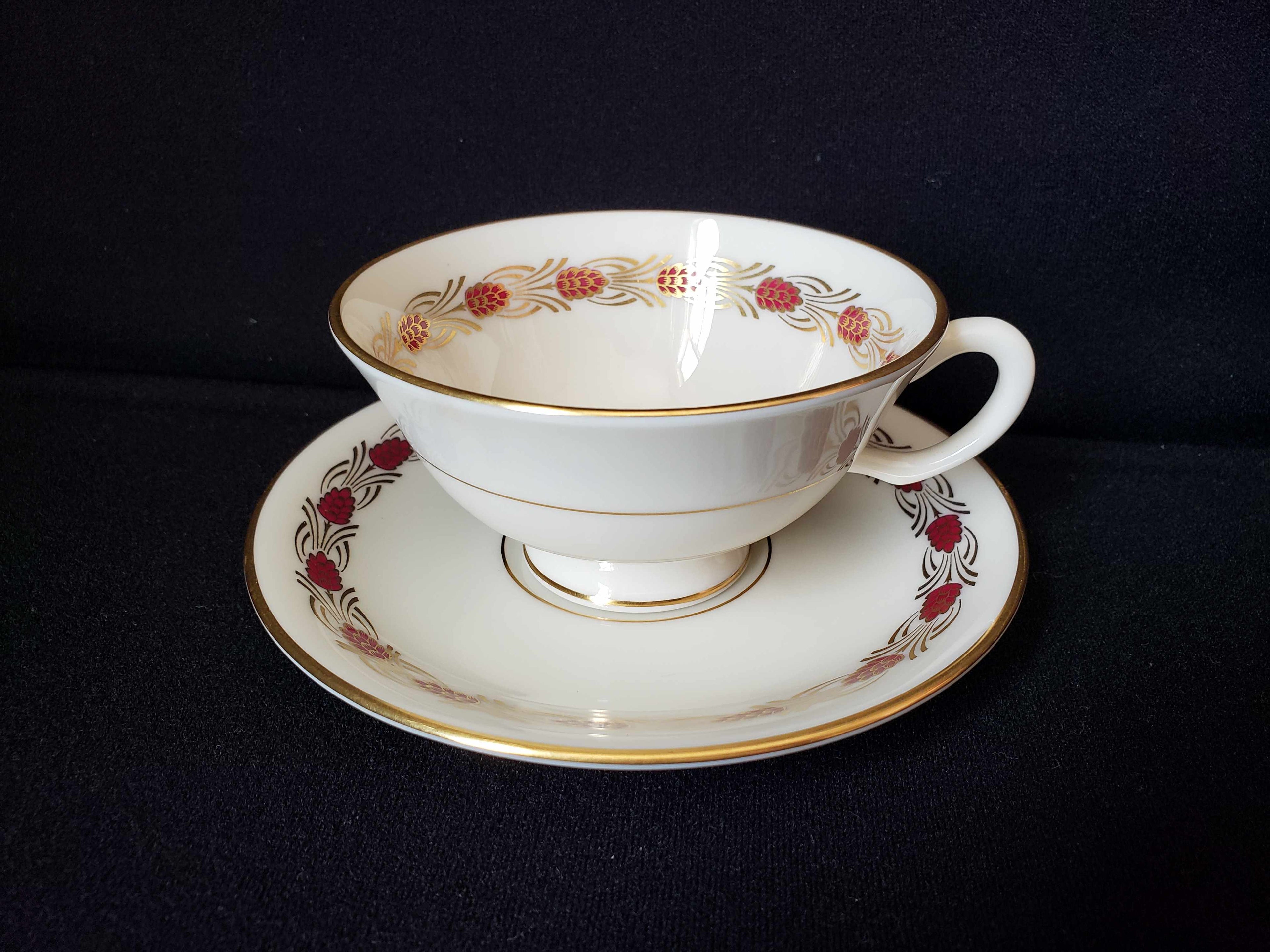Vintage Lenox Pinehurst O-407-R Tea Cup with Saucer (lot 1937)