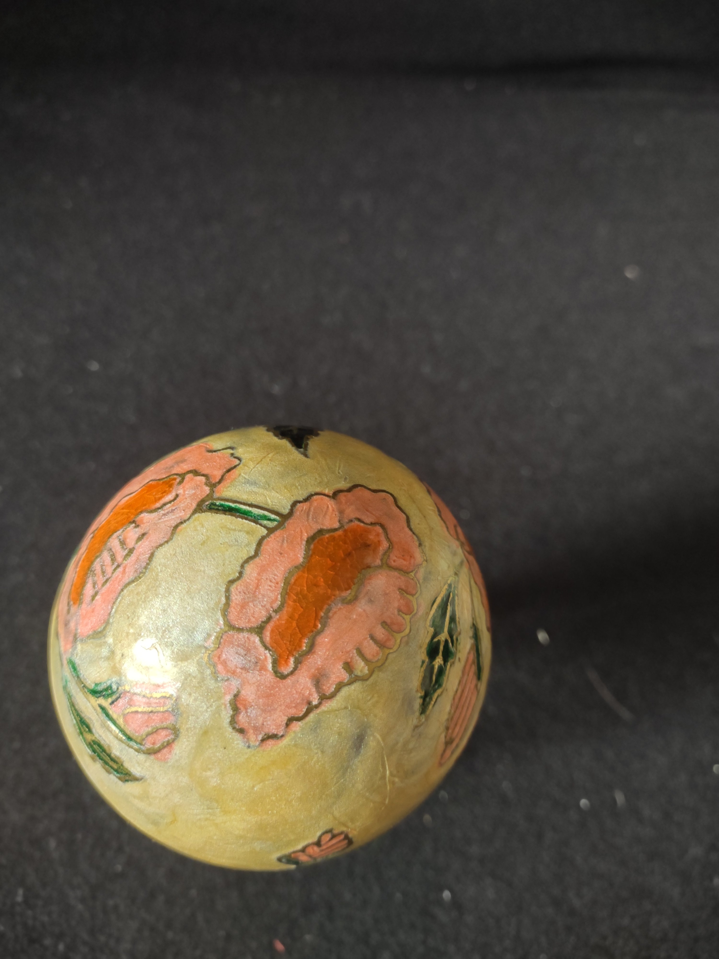 Vintage Enameled Brass Easter Egg Brass Stand Flowers Made in India (Lot 5063)