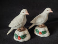 Vintage Set of 2 Christmas 3" Dove Fine Grain Porcelain Bisque Aldon(lot 4753)