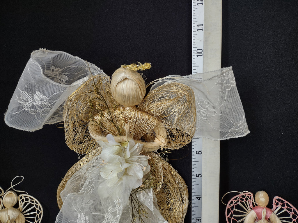 Set of 4 Straw Angels Christmas Ornament (lot 1759)