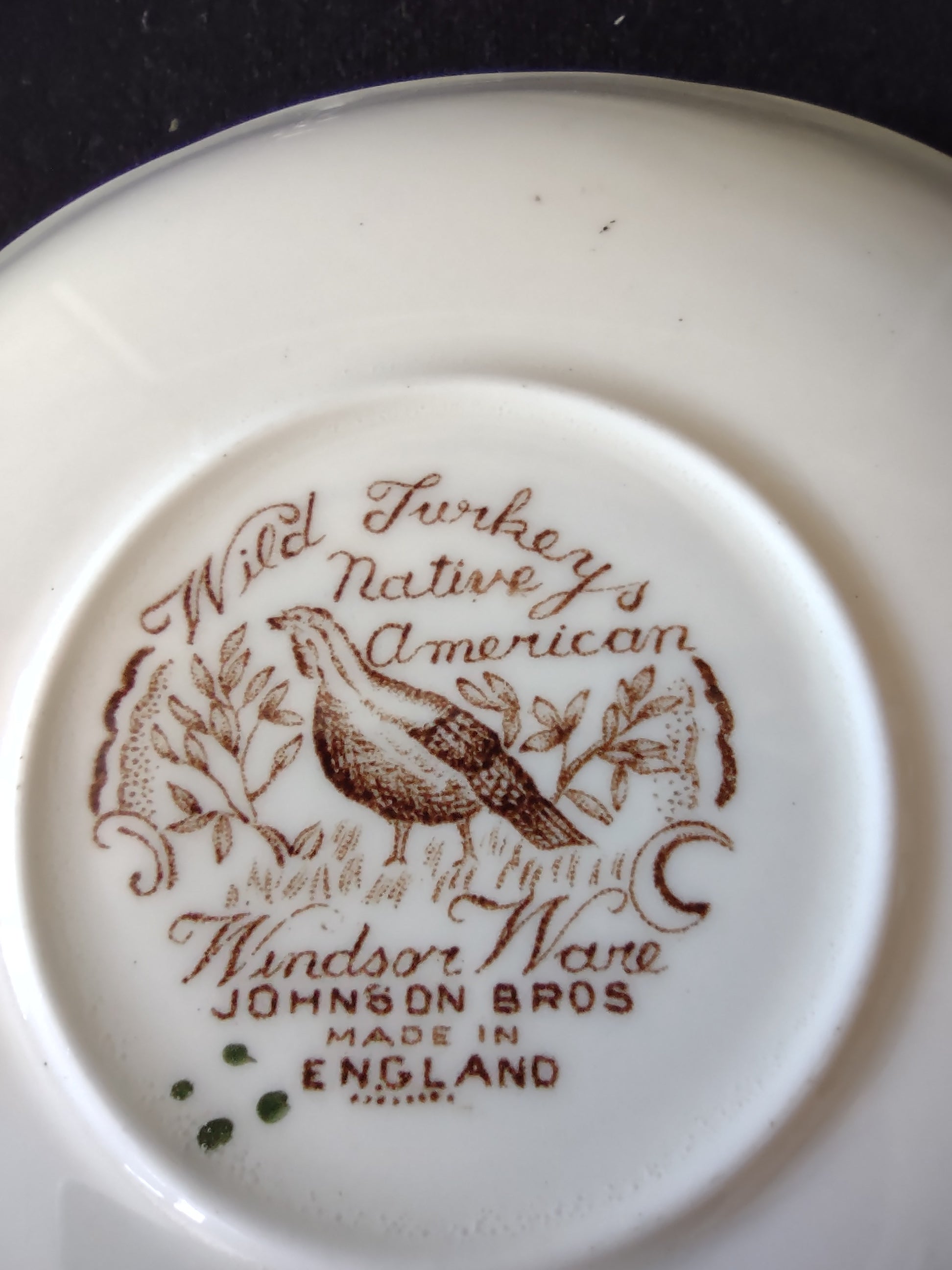 Vintage Johnson Brothers Saucer Windsor Ware Wild Turkeys Brown (Lot 5538)