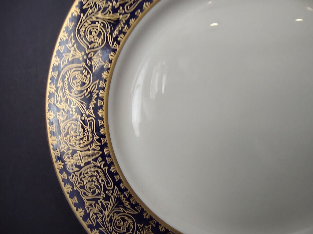 Alvin USA Heavy Ornate Gold Trim Cobal Blue Dinner Plate 10-1/8" (lot 722)