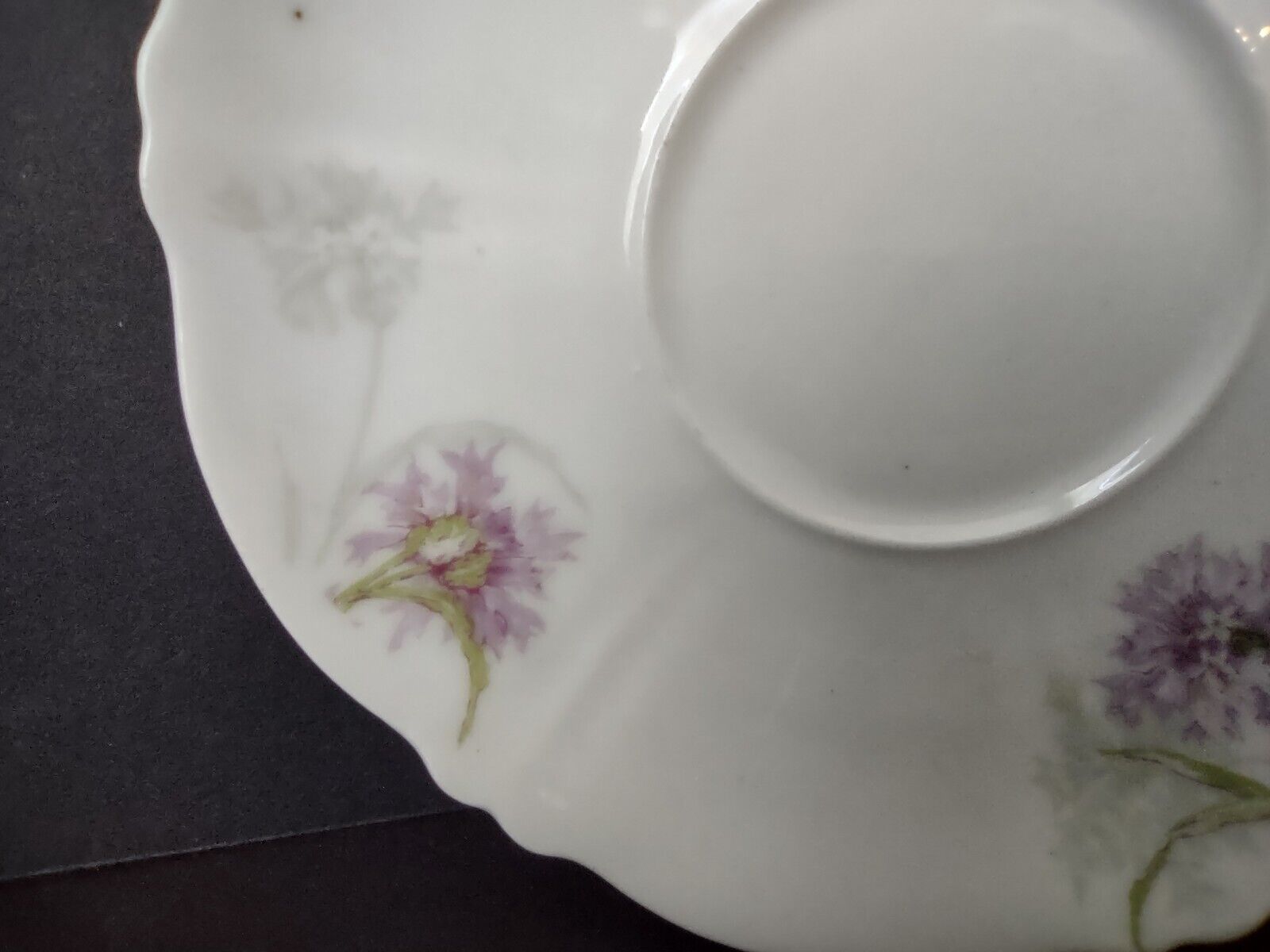 Haviland Limoges France Purple Flower Scalloped Edge White 5-1/4" Saucer lot 725