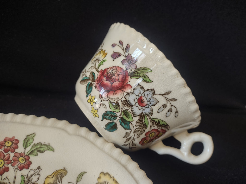 Vintage Spode English Countryside Romney Teacup Saucer Ironstone (lot 5780)