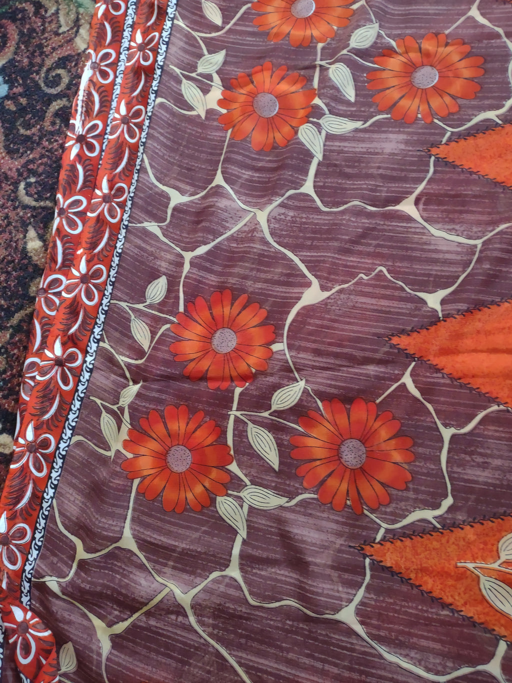 Thanksgiving Fall Material Fabric Orange Floral 5 yrd 44" wide (3094)