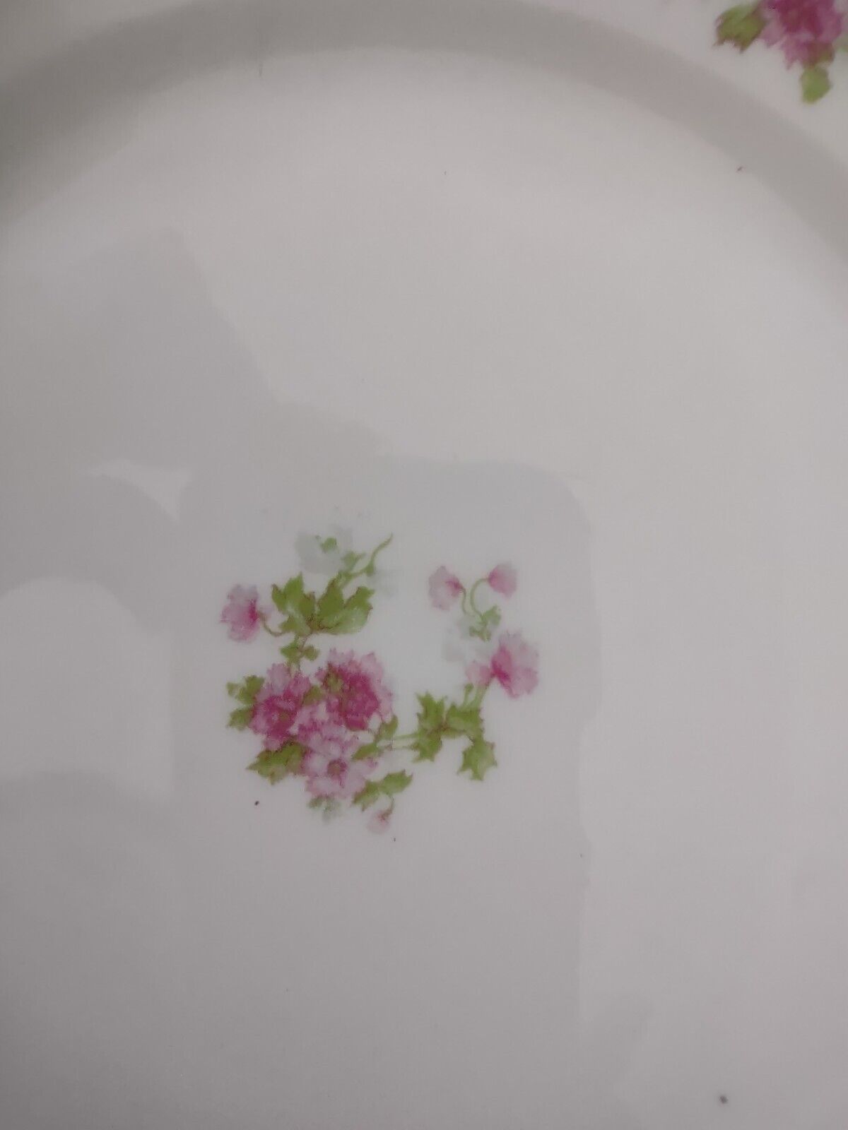 Haviland Limoges Green Gold Pink Rose Center Dinner Plate 9-3/4" (lot 325)
