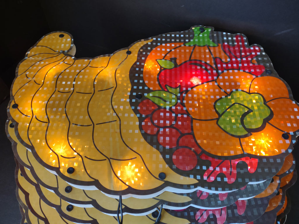 Thanksgiving Cornucopia x 6 Holographic Light Up Window IMPERFECT (lot 3276j)