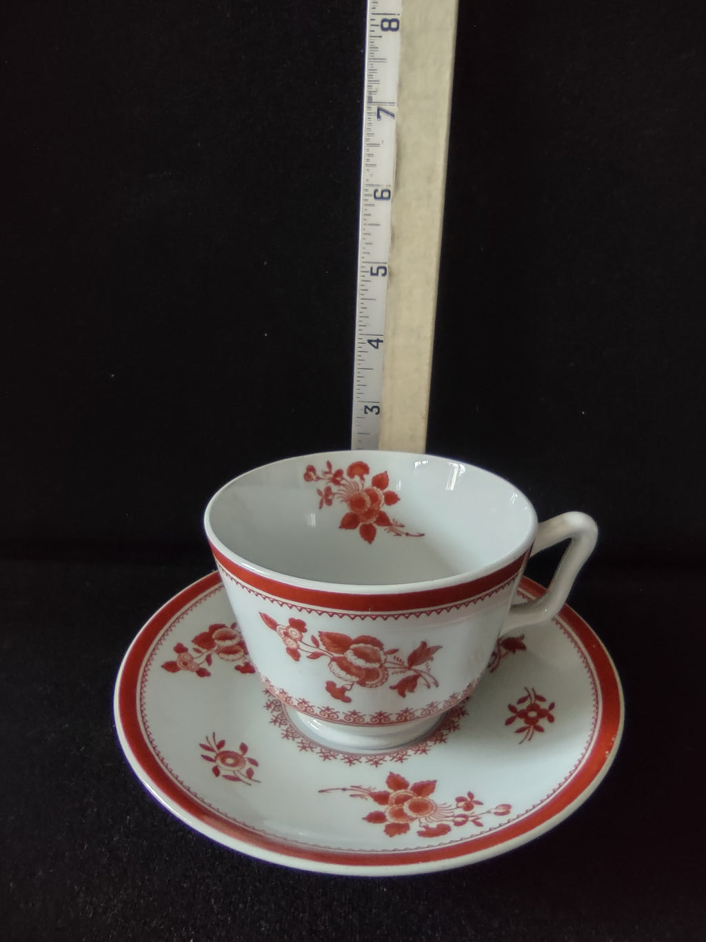 Vintage Spode Teacup Saucer Gloucester Red Fine Stone Countryside (Lot 5793)