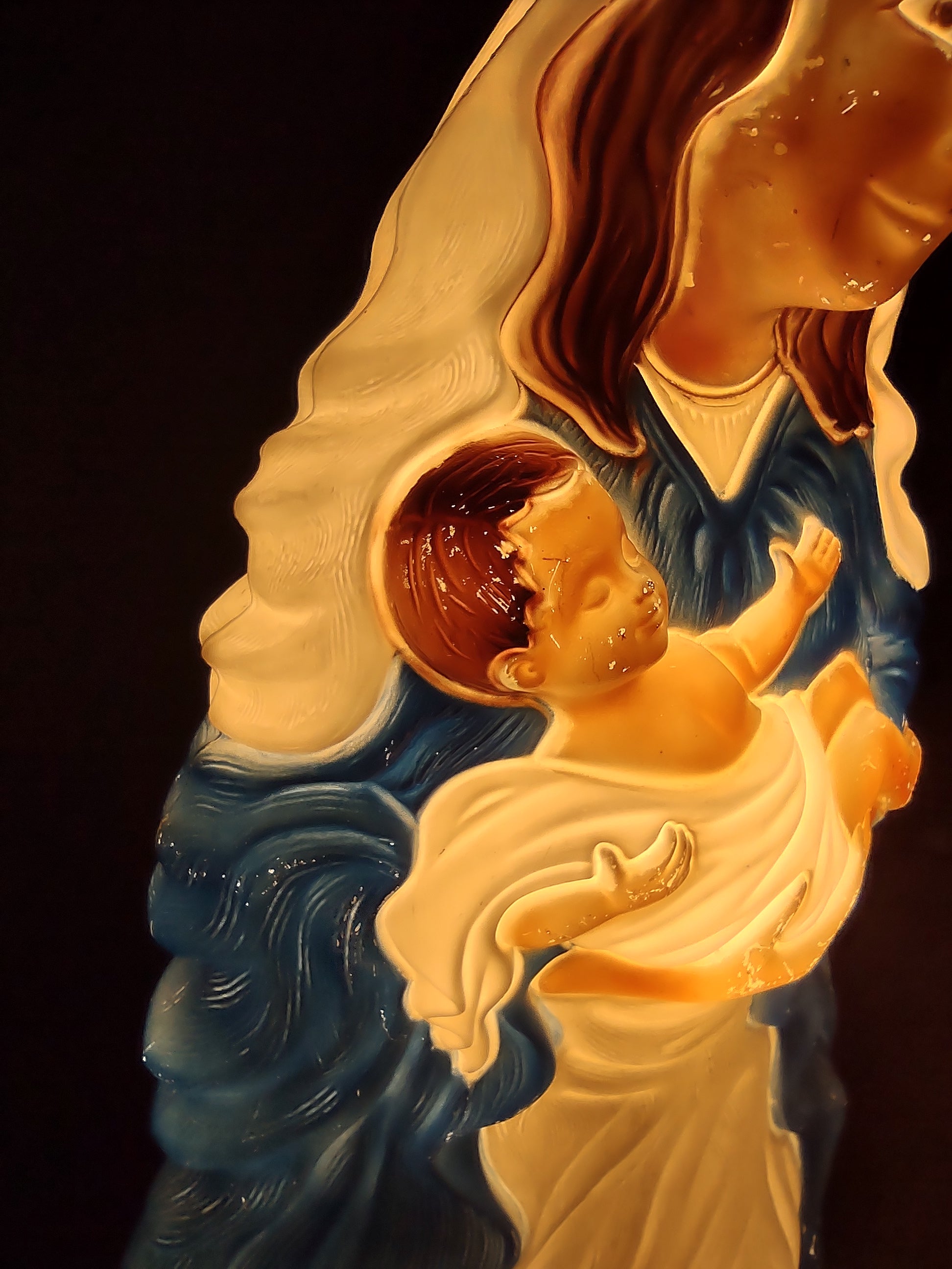 Vintage Christmas Nativity Mary Blow Mold Light Up 28"(lot 1311)
