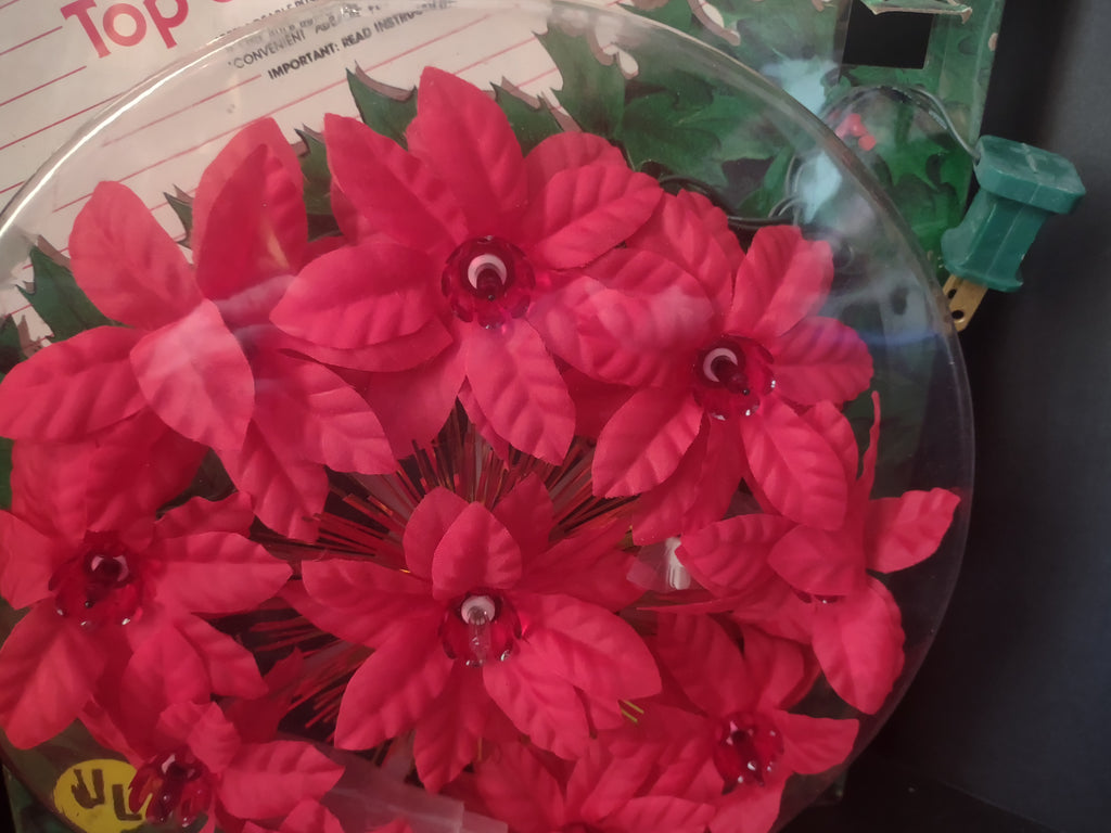 Christmas Poinsettia 10 Light Flashing Tree Top Wall Plaque Vintage (lot 1640)