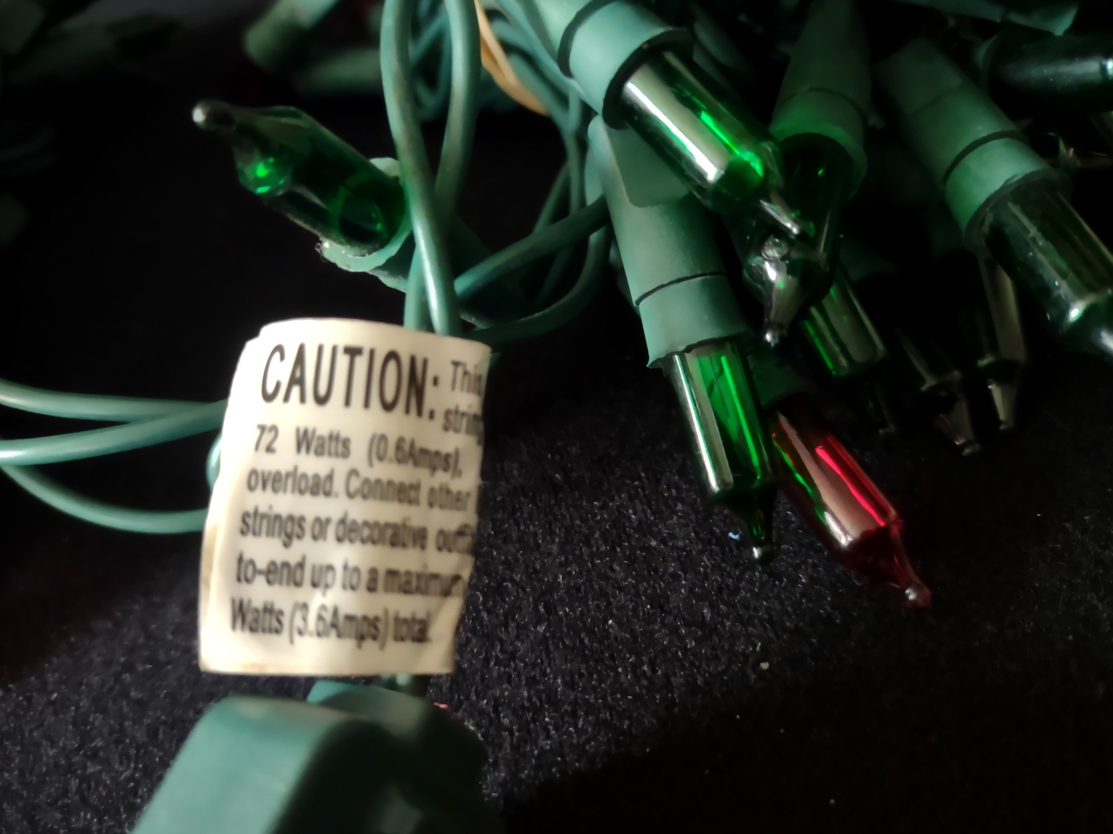 Set of 2 Strings Vintage Christmas 150 Mini Lights Each Green Red (lot 3302)