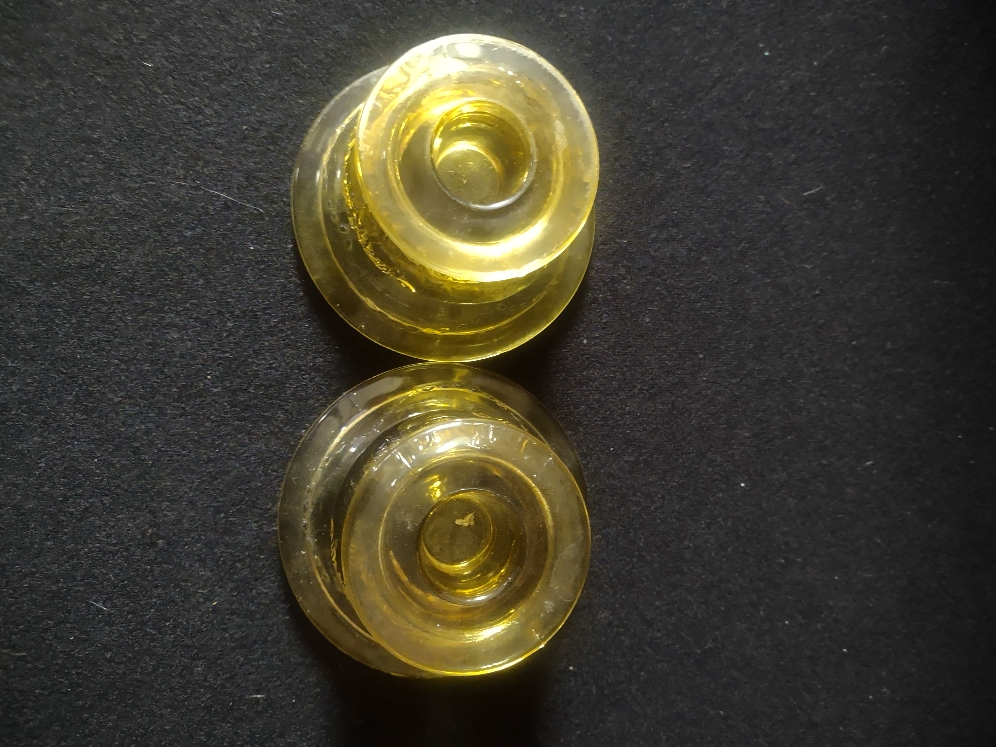 Vintage Federal Depression Glass Madrid Candlestick Holder x 2 Amber (Lot 5309)