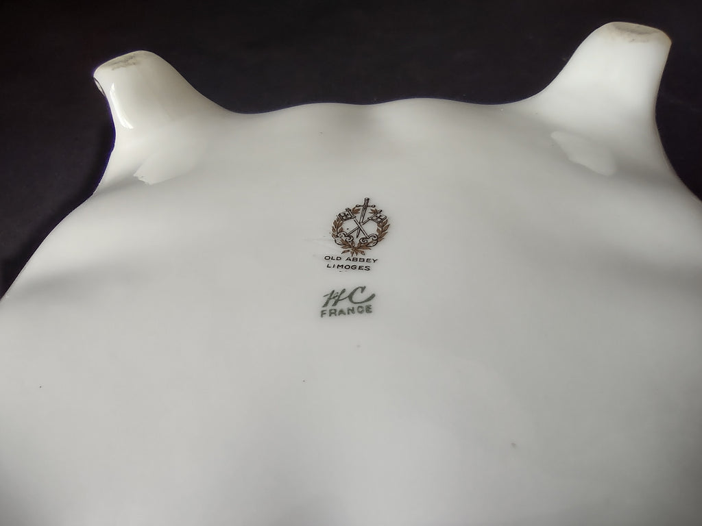 Old Abbey France Limoges Serving Dish NO LID Clover Gold Trim (lot 870)