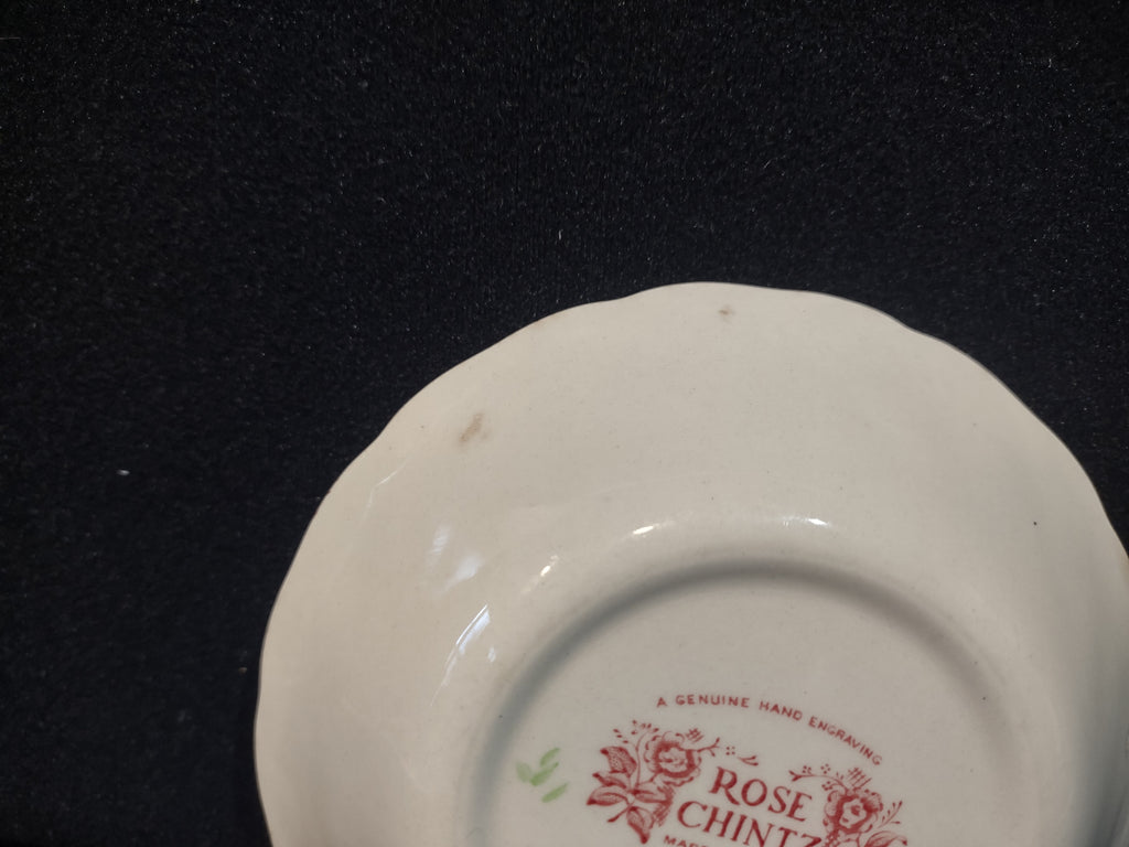 Vintage Small Serving Bowl Rose Chintz Johnson Bros Red Stamp (lot 5693)