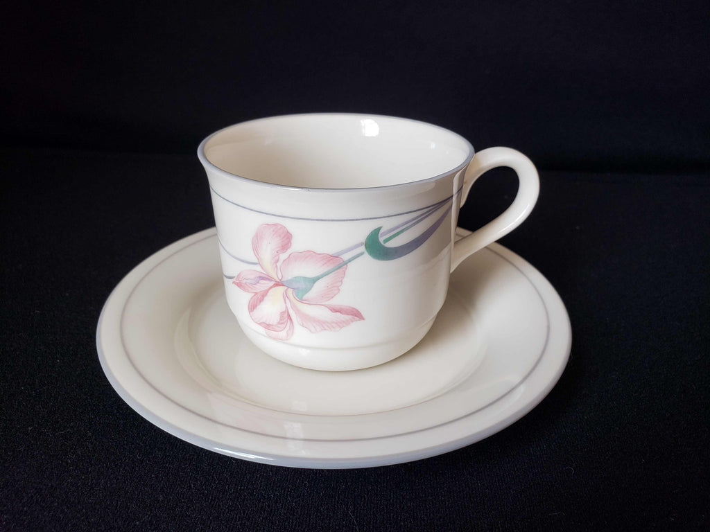 Vintage Lenox Chinastone Iris on Grey Tea Cup with Saucer (lot 1938)