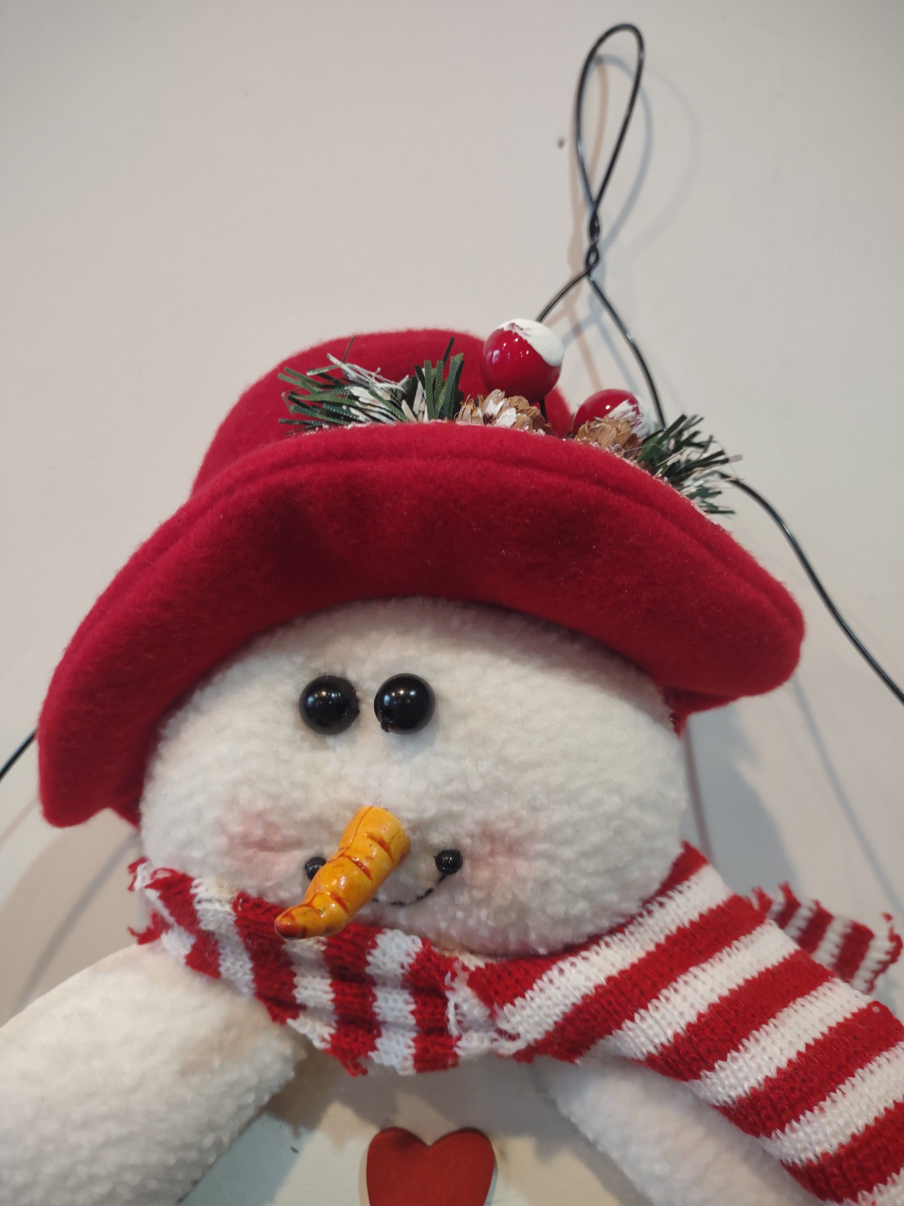Christmas Plush Snowman Wall Hanging Felt Pocket Happy Holidays (Lot 4605)