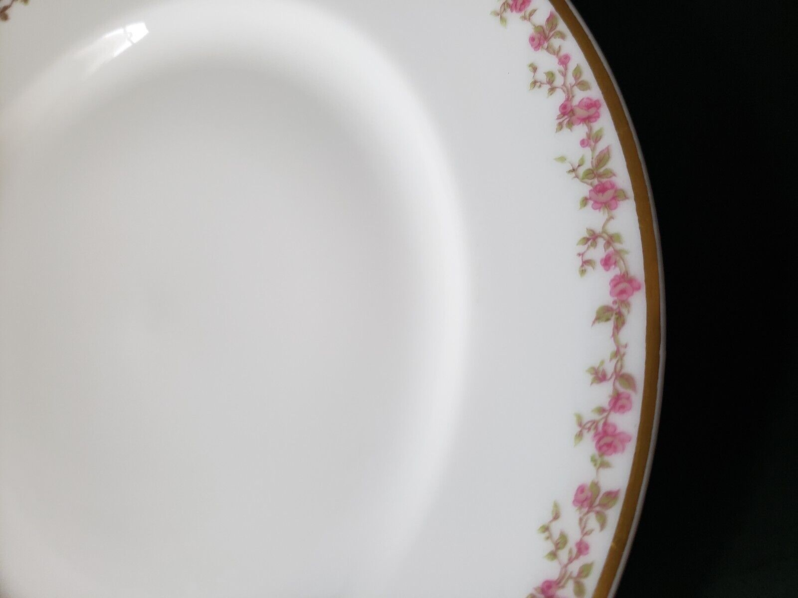 Haviland Limoges France Salad Plate Gold Trim Pink Rose Garland (lot 569)