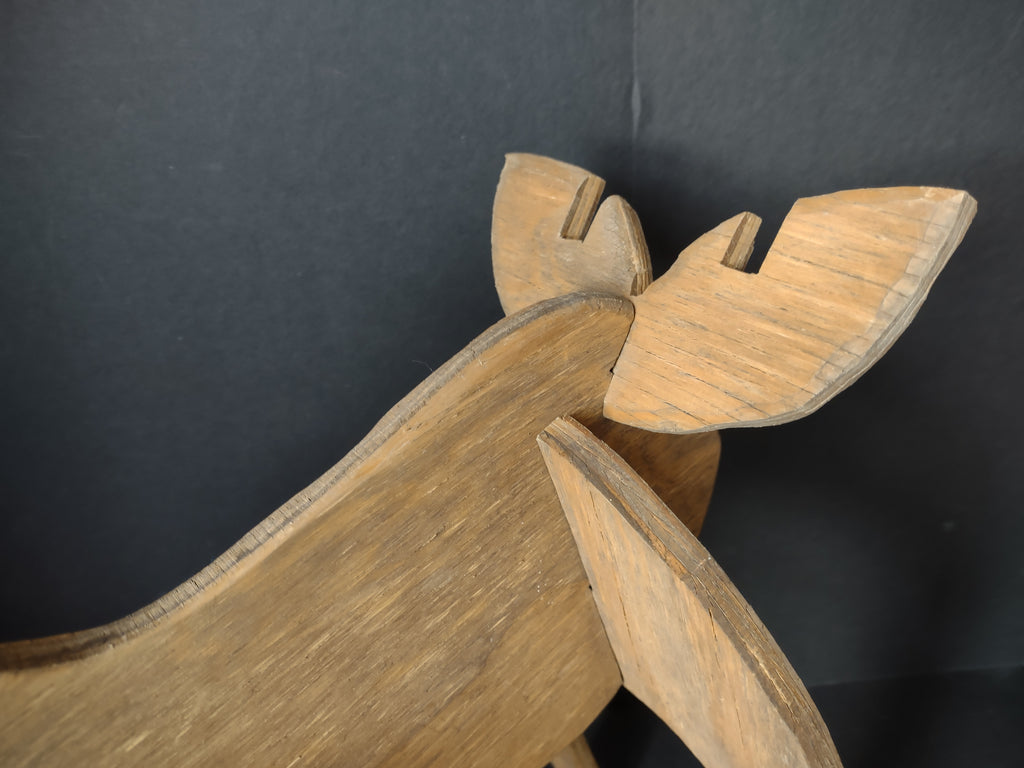 Vintage Wooden Handmade Set of 2 Christnmas Reindeer 27" (lot 3430)